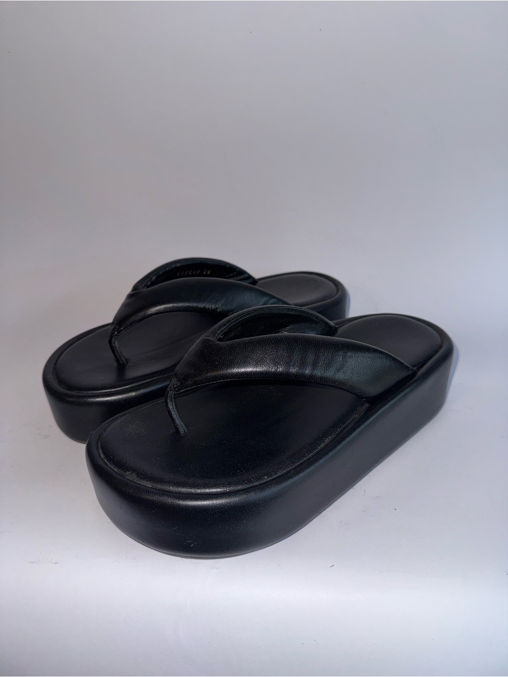 Balenciaga Rise Thong Platform Sandals Black Leather Women’s Size 35